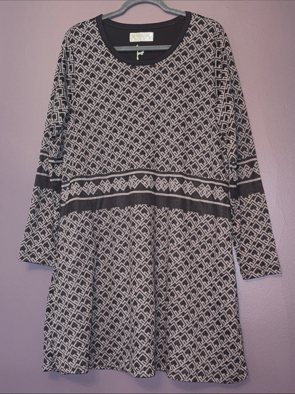 Aventura Patterned Long-Sleeve A-Line Dress -